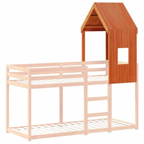 Kinderbedhuisje 60x89x134,5 cm massief grenenhout wasbruin 3