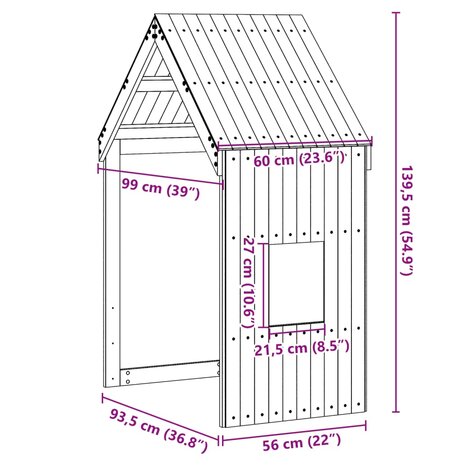 Kinderbedhuisje 60x99x139,5 cm massief grenenhout 9