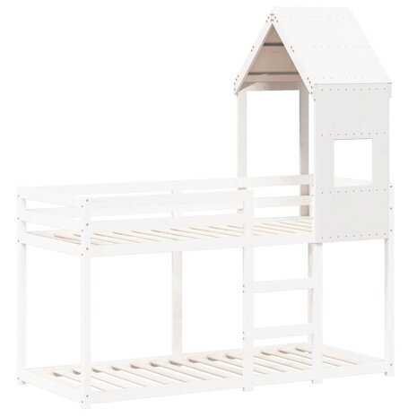 Kinderbedhuisje 55x84x132 cm massief grenenhout wit 3