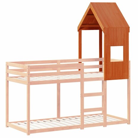 Kinderbedhuisje 55x84x132 cm massief grenenhout wasbruin 3