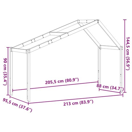 Kinderbedhuisje 213x95,5x144,5 cm massief grenenhout 9