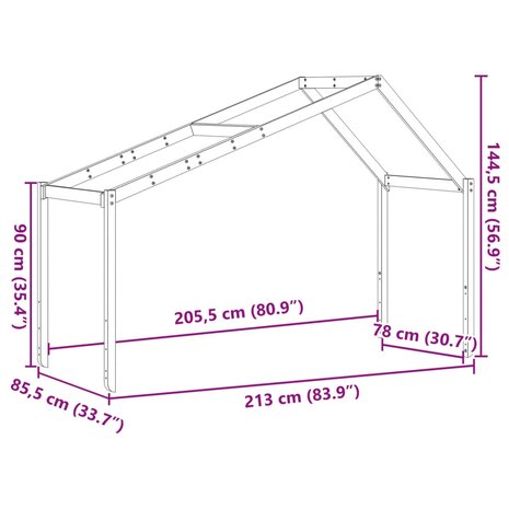 Kinderbedhuisje 213x85,5x144,5 cm massief grenenhout 9