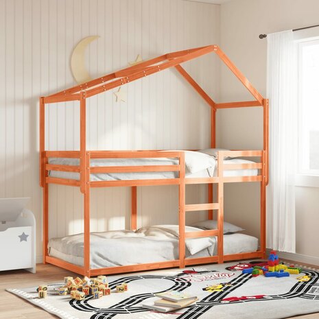 Kinderbedhuisje 213x85,5x144,5 cm massief grenenhout wasbruin 1