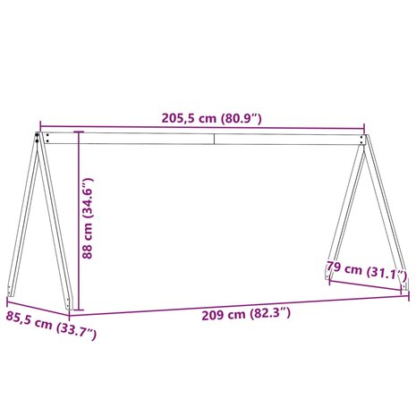 Kinderbedhuisje 209x85,5x88 cm massief grenenhout 9