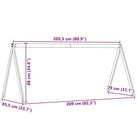 Kinderbedhuisje 209x85,5x88 cm massief grenenhout wasbruin 9