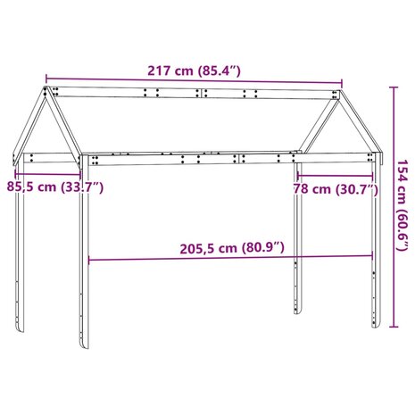 Kinderbedhuisje 217x85,5x154 cm massief grenenhout 9