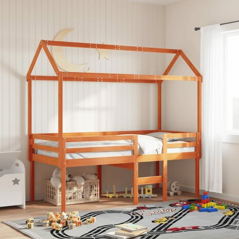 Kinderbedhuisje 217x85,5x154 cm massief grenenhout wasbruin 1