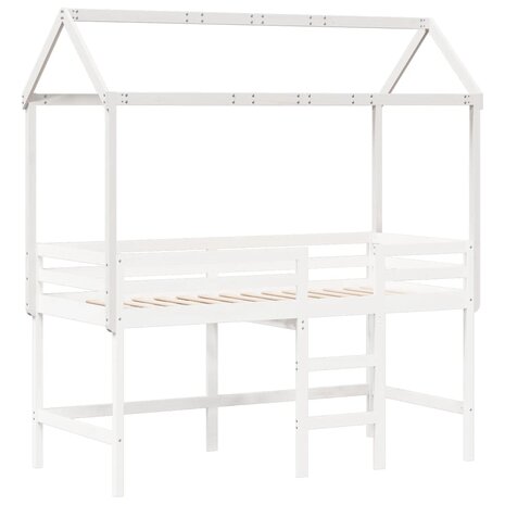 Kinderbedhuisje 207x95,5x159 cm massief grenenhout wit 3