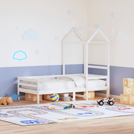 Kinderbedhuisje 108x70x176,5 cm massief grenenhout wit 1