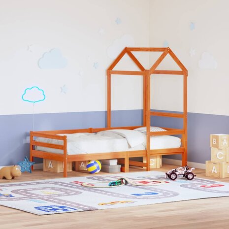 Kinderbedhuisje 108x70x176,5 cm massief grenenhout wasbruin 1