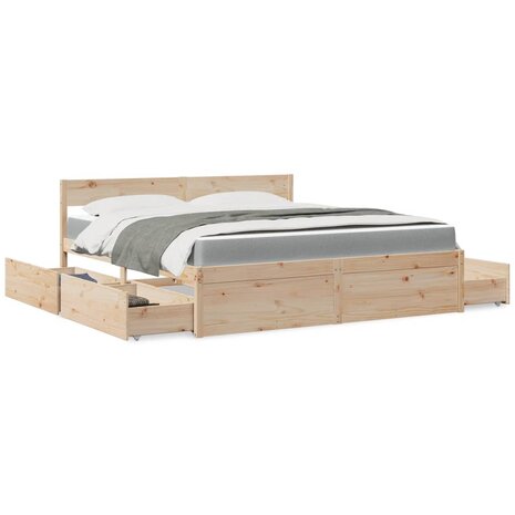 Bed met lades en matras massief grenenhout 180x200 cm 1