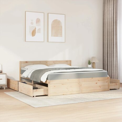 Bed met lades en matras massief grenenhout 180x200 cm 3