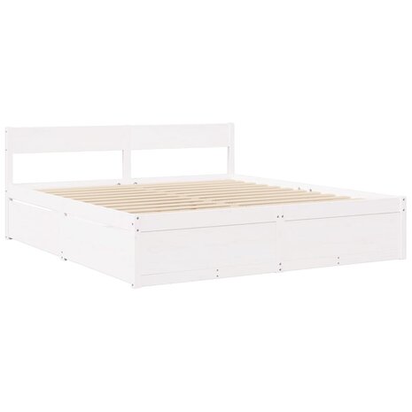 Bed met lades en matras massief grenenhout wit 180x200 cm 7