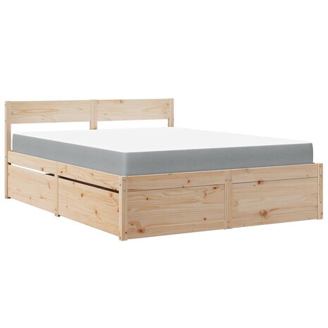 Bed met lades en matras massief grenenhout 160x200 cm 2