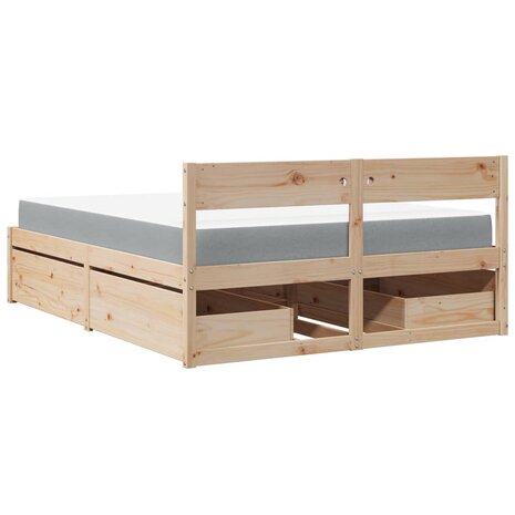 Bed met lades en matras massief grenenhout 160x200 cm 6