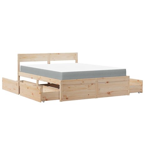 Bed met lades en matras massief grenenhout 160x200 cm 11