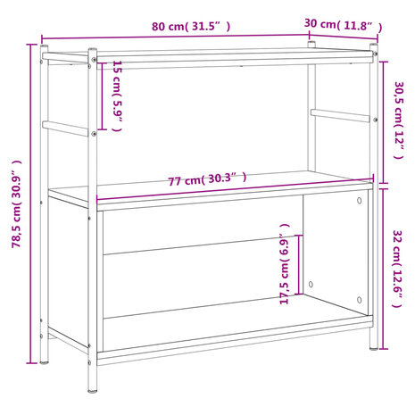 Boekenrek 80x30x78,5 cm bewerkt hout en ijzer gerookt eiken 9