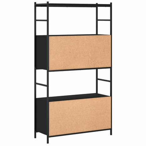 Boekenrek 80x30x145,5 cm bewerkt hout en ijzer zwart 6