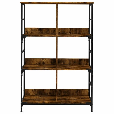 Boekenrek 78,5x33x117,5 cm bewerkt hout gerookt eikenkleurig 4