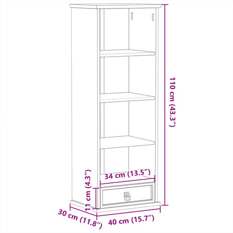 Cd-kast Corona 40x30x110 cm massief grenenhout 9