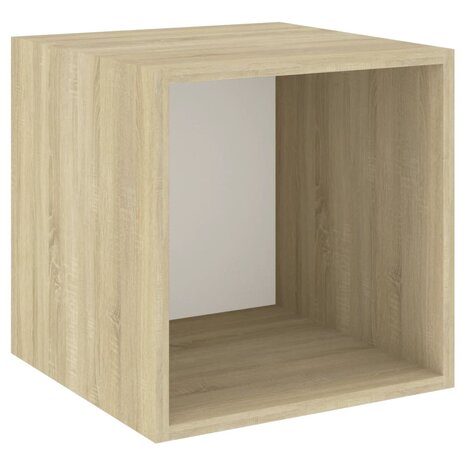 Wandkast 37x37x37 cm bewerkt hout wit en sonoma eikenkleurig 2