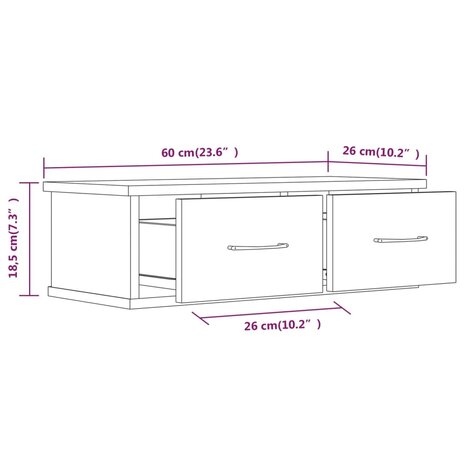 Wandkast 60x26x18,5 cm bewerkt hout gerookt eikenkleurig 8