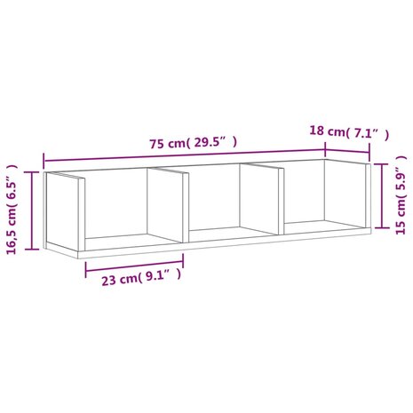 Wandkasten 2 st 75x18x16,5 cm bewerkt hout sonoma eikenkleurig 11