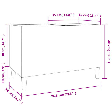 Platenkast 74,5x38x48 cm bewerkt hout wit 8