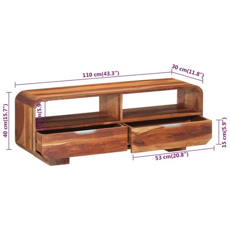 Tv-meubel 110x30x40 cm massief acaciahout 7