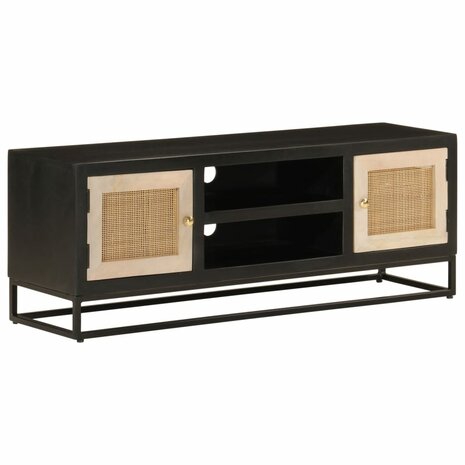 Tv-meubel 110x30x40 cm massief mangohout en ijzer zwart 1