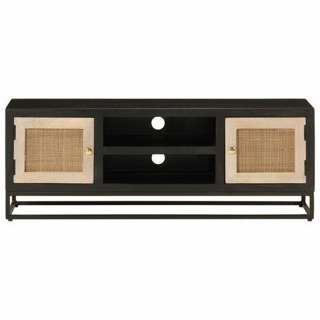 Tv-meubel 110x30x40 cm massief mangohout en ijzer zwart 3