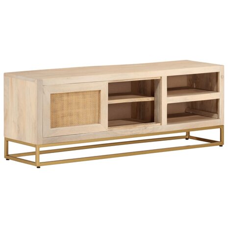 Tv-meubel 110x30x40 cm massief ruw mangohout en ijzer 1