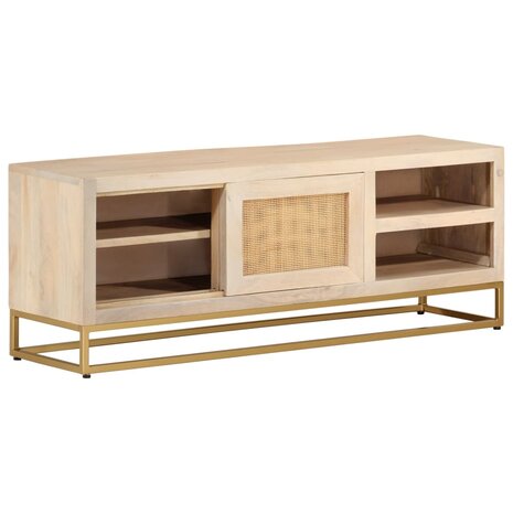 Tv-meubel 110x30x40 cm massief ruw mangohout en ijzer 3