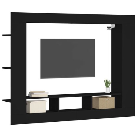 Tv-meubel 152x22x113 cm bewerkt hout zwart 3