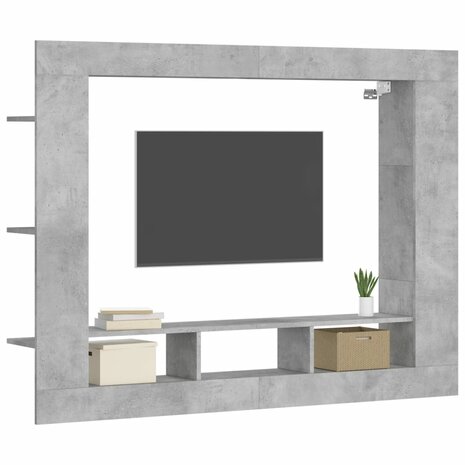 Tv-meubel 152x22x113 cm bewerkt hout betongrijs 3