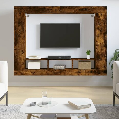 Tv-meubel 152x22x113 cm bewerkt hout gerookt eikenkleurig 1