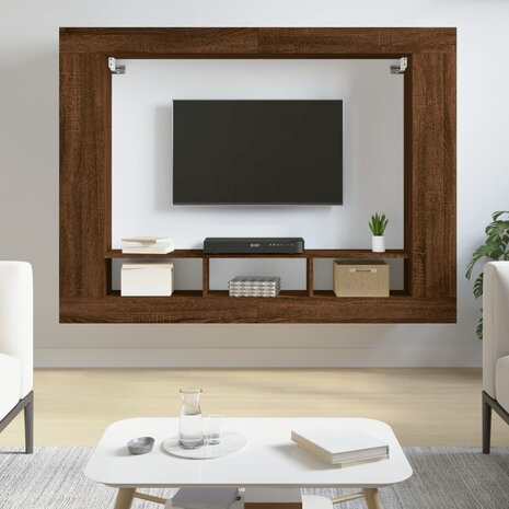 Tv-meubel 152x22x113 cm bewerkt hout bruin eikenkleur 1