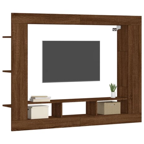 Tv-meubel 152x22x113 cm bewerkt hout bruin eikenkleur 3