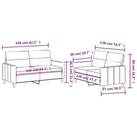 2-delige Loungeset met kussens stof bruin 6