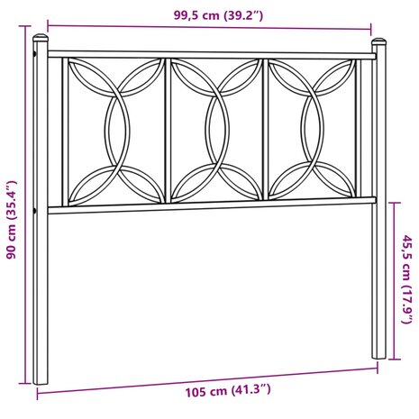 Hoofdbord 100 cm metaal zwart 6