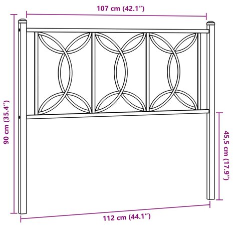 Hoofdbord 107 cm metaal zwart 6