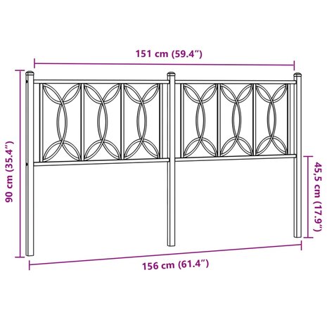 Hoofdbord 150 cm metaal zwart 6