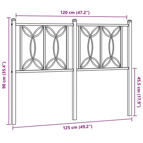 Hoofdbord 120 cm metaal wit 6