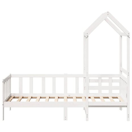 Kinderbed met huisje en bankje massief grenenhout wit 90x200 cm 5