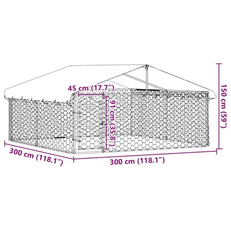 Hondenkennel met dak 300x300x150 cm 10