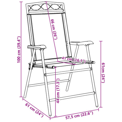 Tuinstoelen 4 st inklapbaar staal en textileen gemêleerd grijs 12