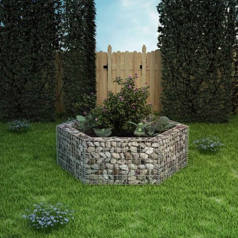 Gabion plantenbak verhoogd zeshoekig 160x140x50 cm 1