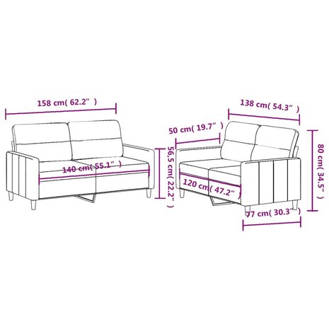 2-delige Loungeset met kussens stof lichtgeel 6