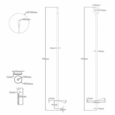 Grondankers 4 st 10x60 cm gegalvaniseerd metaal 10