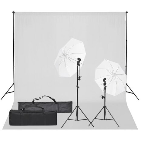 Fotostudioset met verlichtingsset en achtergrond 1